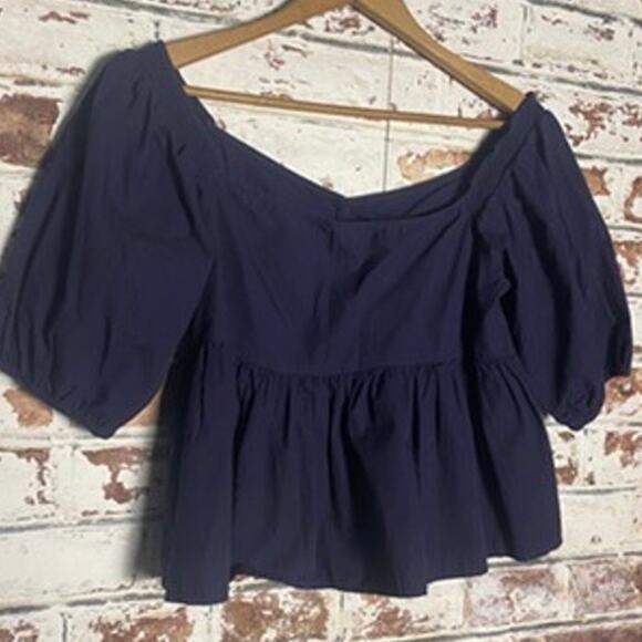 Free People Veronica Sweetheart Peplum Pure Cotton Blouse - Picture 10 of 10